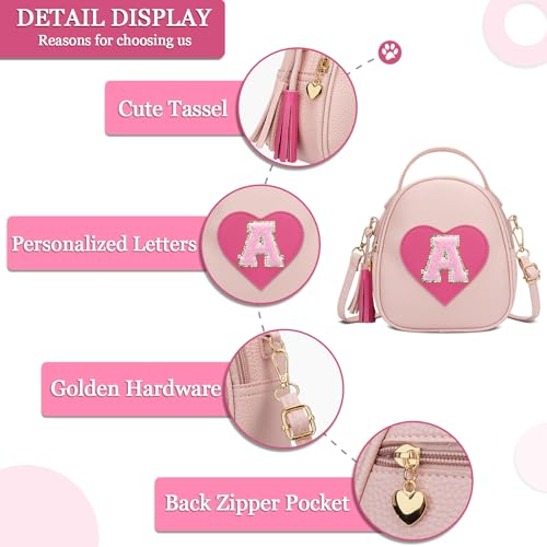 KKXIU Purse Gifts for Girls Cute Little Girl Crossbody Bag Heart Kids Small Backpack with Tassel (A) - Image 5