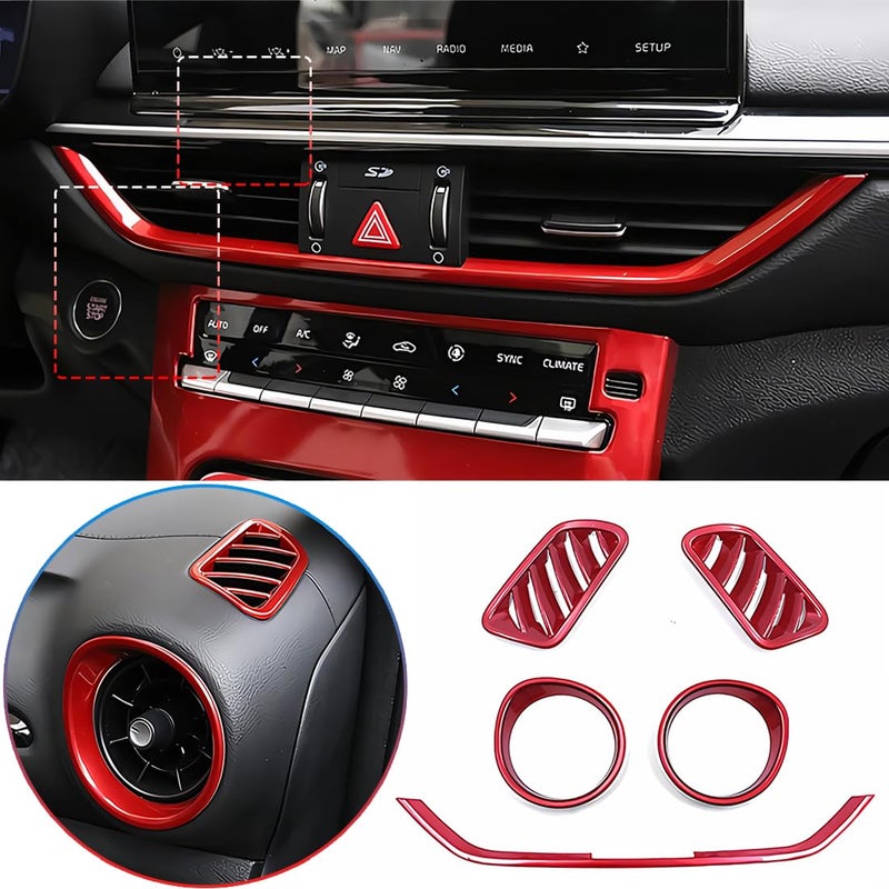 MUXEE for Kia Forte 20192024 5PCS ABS wine red Center Contro Airconditioning Vent Frame Dashboard Upper Wind Outlet Cover Trims Stickers Dashboard Left Right Air Vent Outlet Trim