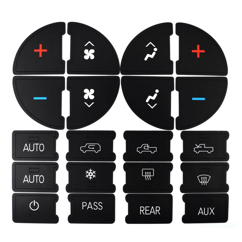 Priprilod AC Dash Button Repair Kit Sticker for Fixing Ruined Faded AC Control and Radio Dash Buttons Compatible with GMCChevrolet Chevy SilveradoBuickCadillac