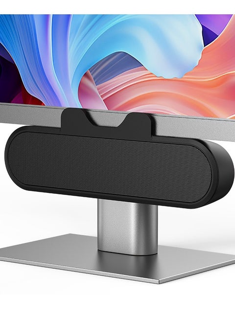 Computer Speakers for Desktop Pc, Monitor Speakers for Laptop,Pc Speakers with Loud Sound,Volume Control Easily Clamps to Monitors(USB-C to USB Adapter Included) (Black)