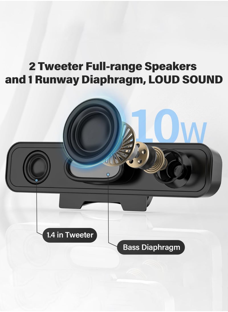 Generic - Computer Speakers for Desktop Pc, Monitor Speakers for Laptop,Pc Speakers with Loud Sound,Volume Control Easily Clamps to Monitors(USB-C to USB Adapter Included) (Black) - Image 1