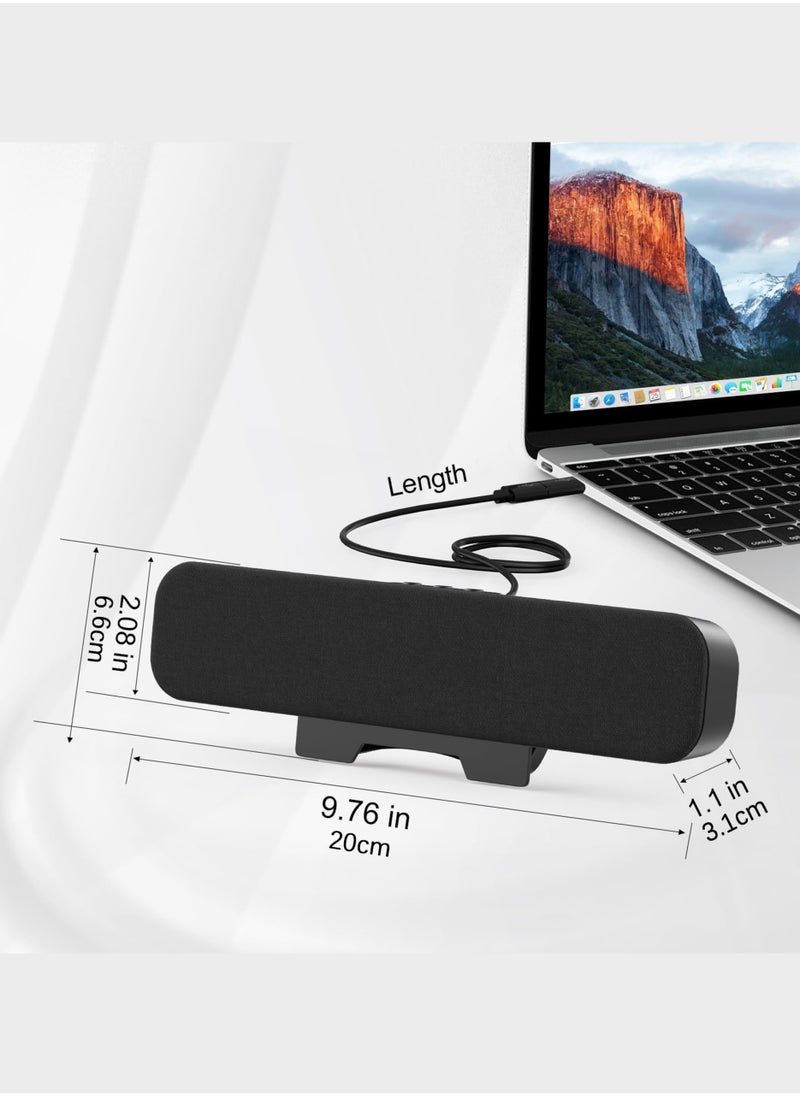 Generic - Computer Speakers for Desktop Pc, Monitor Speakers for Laptop,Pc Speakers with Loud Sound,Volume Control Easily Clamps to Monitors(USB-C to USB Adapter Included) (Black) - Image 1