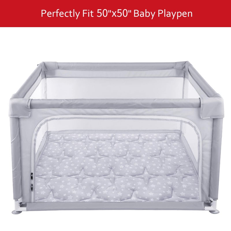 Moonsea Baby Play Mat 50" X 50" Playpen Mat Fit for TODALE and Dripex Baby Playpen, One-Piece Crawling Mat Non Slip Padded Kids Playmat for Floor 50x50 Inches - Image 5