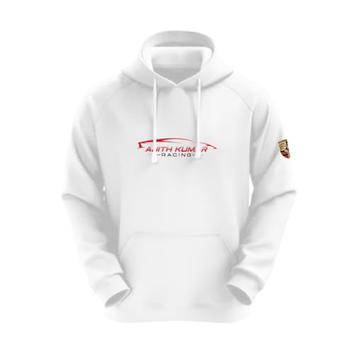 DUDEME : Ajith Kumar Car Racing Motorsport Hoodie | AK Designs | Car Enthusiast for Men & Women White Hoodie 100% Cotton Car Printed Hoodies. - Image 3