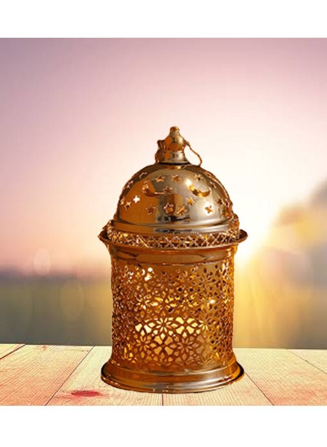 fashionhome Eid And Ramadan Hollow Music Gold Copper Candlestick Lighting Dome Lamp Muslim Eid Home Decoration  - Image 1
