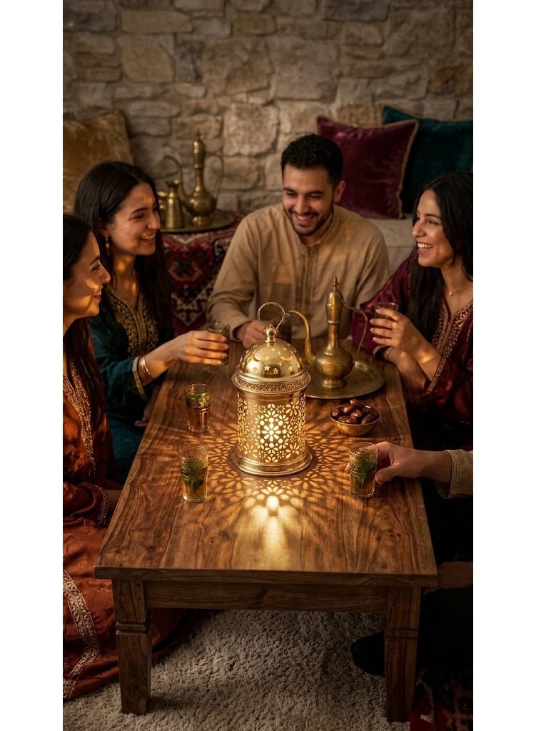 fashionhome شمعة موسيقية مجوفة من الذهب والنحاس لتزيين المنزل في عيد الفطر ورمضان - Image 4