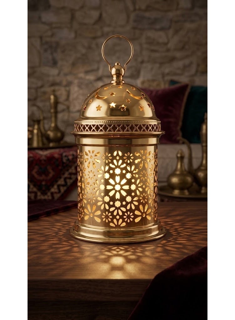 fashionhome شمعة موسيقية مجوفة من الذهب والنحاس لتزيين المنزل في عيد الفطر ورمضان - Image 1