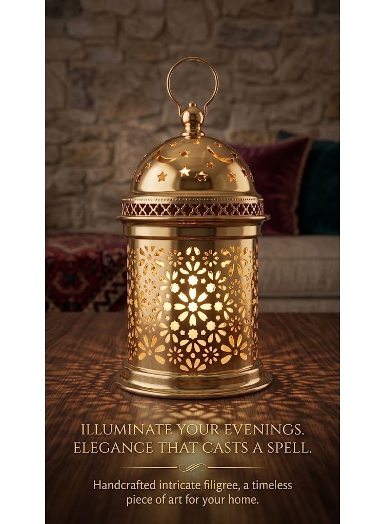 fashionhome شمعة موسيقية مجوفة من الذهب والنحاس لتزيين المنزل في عيد الفطر ورمضان - Image 2