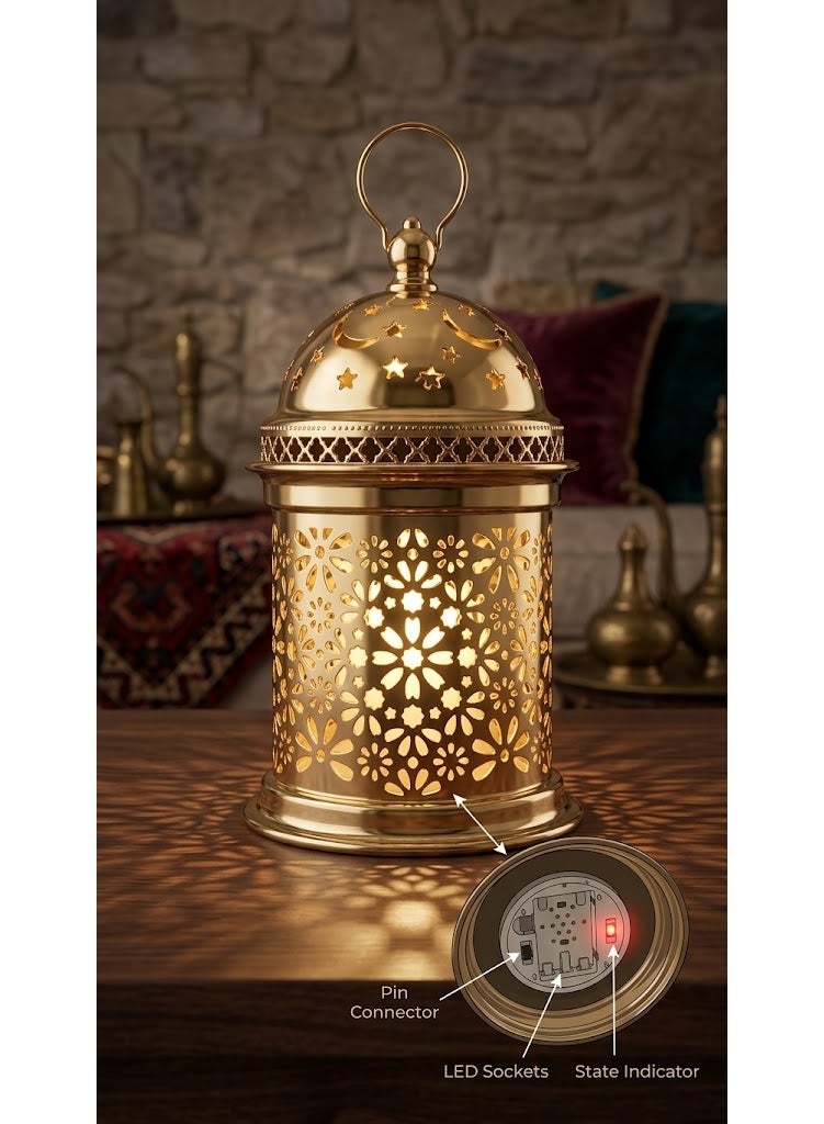 fashionhome شمعة موسيقية مجوفة من الذهب والنحاس لتزيين المنزل في عيد الفطر ورمضان - Image 3
