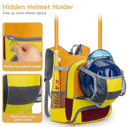 KAVIGOR 2026 Youth Baseball & Softball Bag | Ultra-Light Tball Backpack with Shoe Compartment & Helmet Holder | Skin-Soft Fabric - Image 2