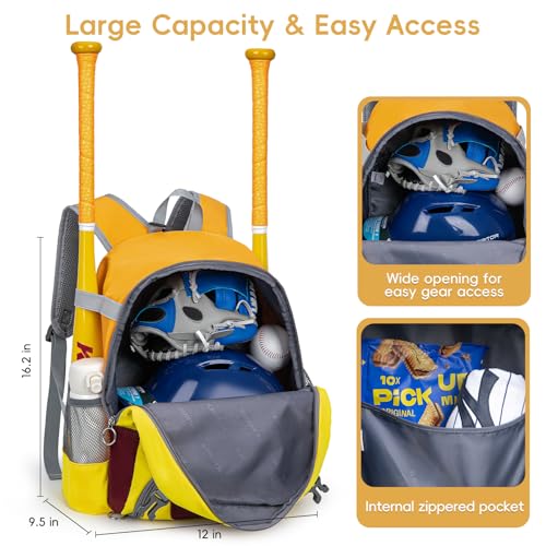 KAVIGOR 2026 Youth Baseball & Softball Bag | Ultra-Light Tball Backpack with Shoe Compartment & Helmet Holder | Skin-Soft Fabric - Image 3