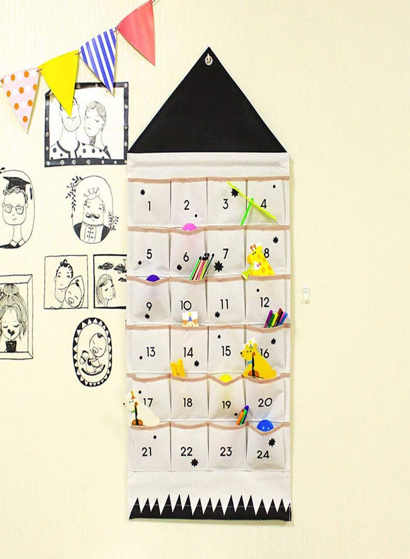GGOOT Fabric Advent Calendar Christmas Advent Calendar Hanging Calendar Christmas 2021 Countdown Calendar with 24 Pockets Reusable for Kids Gifts Wall Door Hanging Decoration  - Image 1