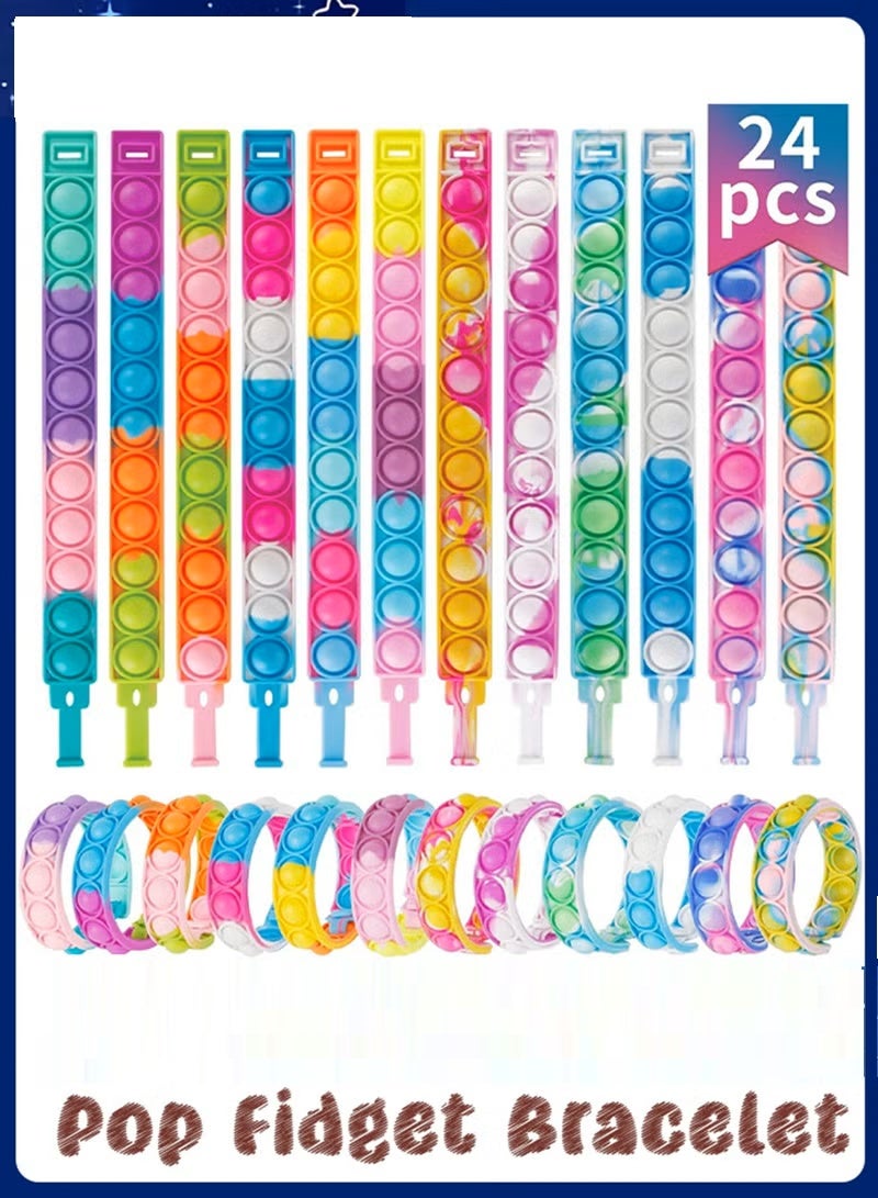 سوفام ألعاب فيدجيتة الفقاعة الصغيرة لمزايا الحفلة، سوار معصمي بالأصابع اليدوية سوار معصمي بالجملة لجوائز الطلاب في الفصول الدراسية، هدايا عيد ميلاد للأطفال (متعددة الألوان) - Image 1