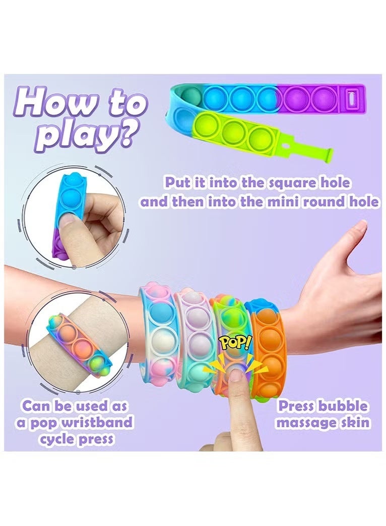 سوفام ألعاب فيدجيتة الفقاعة الصغيرة لمزايا الحفلة، سوار معصمي بالأصابع اليدوية سوار معصمي بالجملة لجوائز الطلاب في الفصول الدراسية، هدايا عيد ميلاد للأطفال (متعددة الألوان) - Image 5