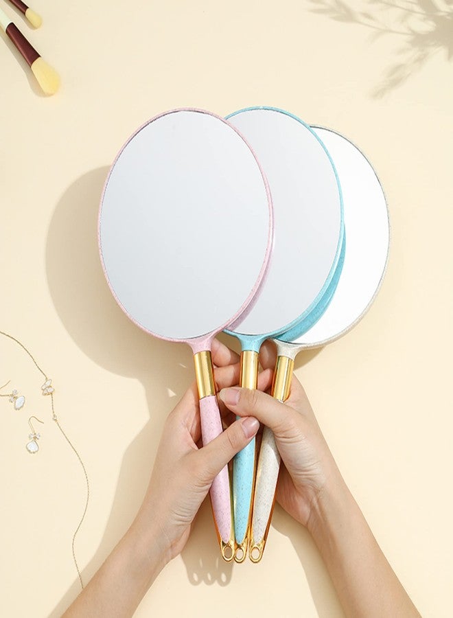 Eaoundm Round Hand Held Mirror for Makeup Hand Mirror (6.9W X 13 L inchs, White) - Image 2