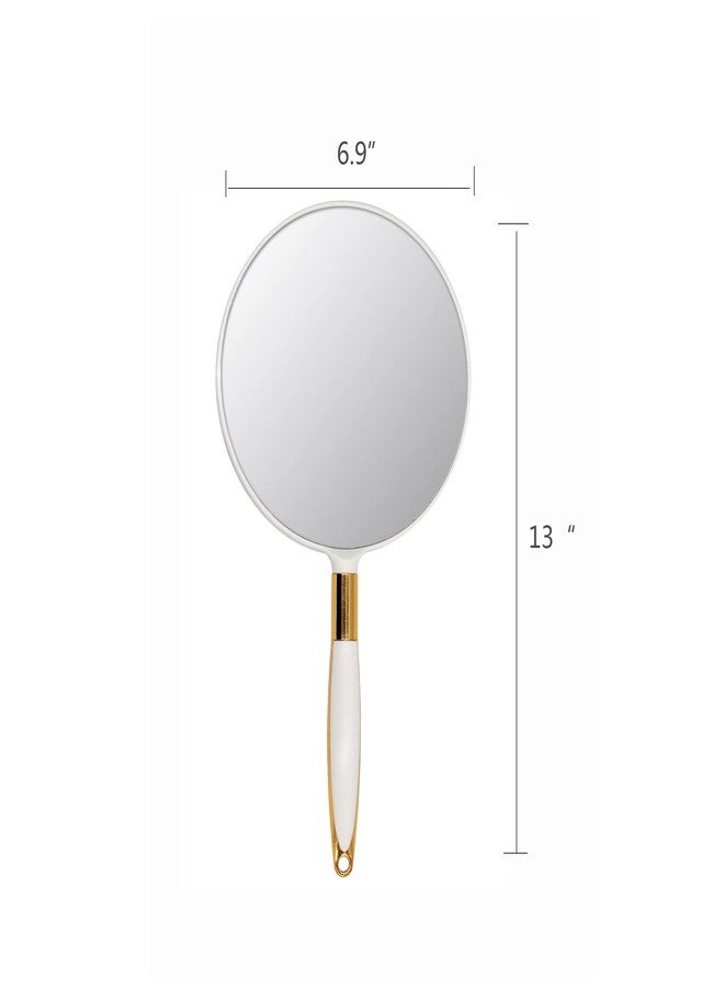 Eaoundm Round Hand Held Mirror for Makeup Hand Mirror (6.9W X 13 L inchs, White) - Image 3