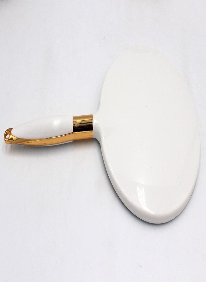 Eaoundm Round Hand Held Mirror for Makeup Hand Mirror (6.9W X 13 L inchs, White) - Image 5