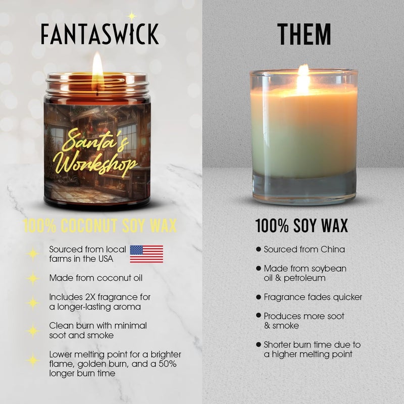 Fantaswick ورشة سانتا - شمعة من شمع جوز الهند والصويا 9 أونصة - Image 4