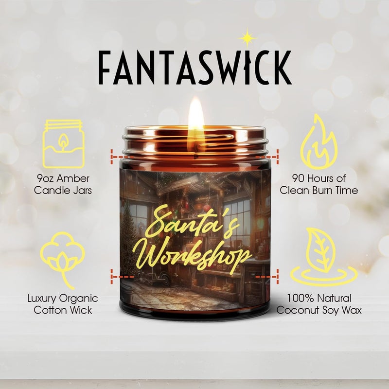 Fantaswick ورشة سانتا - شمعة من شمع جوز الهند والصويا 9 أونصة - Image 2