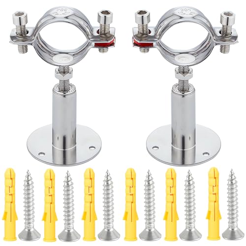 RITUIPIO 2PCS wall Mount Ceiling Mount Pipe 304 Stainless Steel Pipe Supports Pipe Standoff Adjustable Height 100-150mm（3.94"-5.91"） for OD Pipe38-40mm(1.5-1.57in) - Image 1