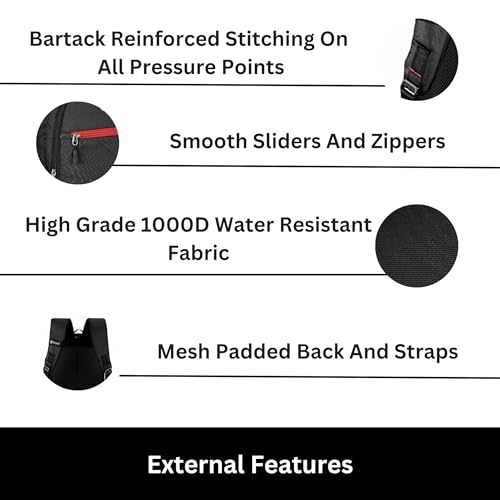 HYDER Glitch 35L Multipurpose Backpack For Men,Women, Boys And Girls Bags for College, School, Travel, Office and Daily Use - Durable, Comfortable, and Stylish Bag/Backpacks (Black) - Image 5