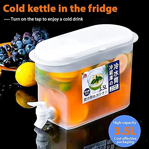 JENY Iced Beverage Dispenser Water Jug with Faucet 35 LTR Lemon Juice Jug Refrigerator Cold Kettle Lemonade Dispenser Household Cold Buckets Heat Resistant Pitcher Juice Ice Tea Wine Coffee 1 Pc - Image 2