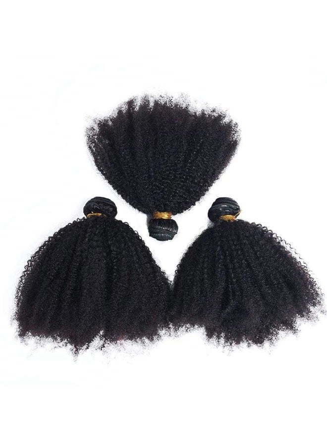 feibin Mongolian Afro Curly Bundles Human Hair Bundles 8 10 12 Inches 4B 4C Afro Bulk Human Hair Virgin Hair Burmese Curly Weave Bundles for Black Women Weft Natural Black Color - Image 3