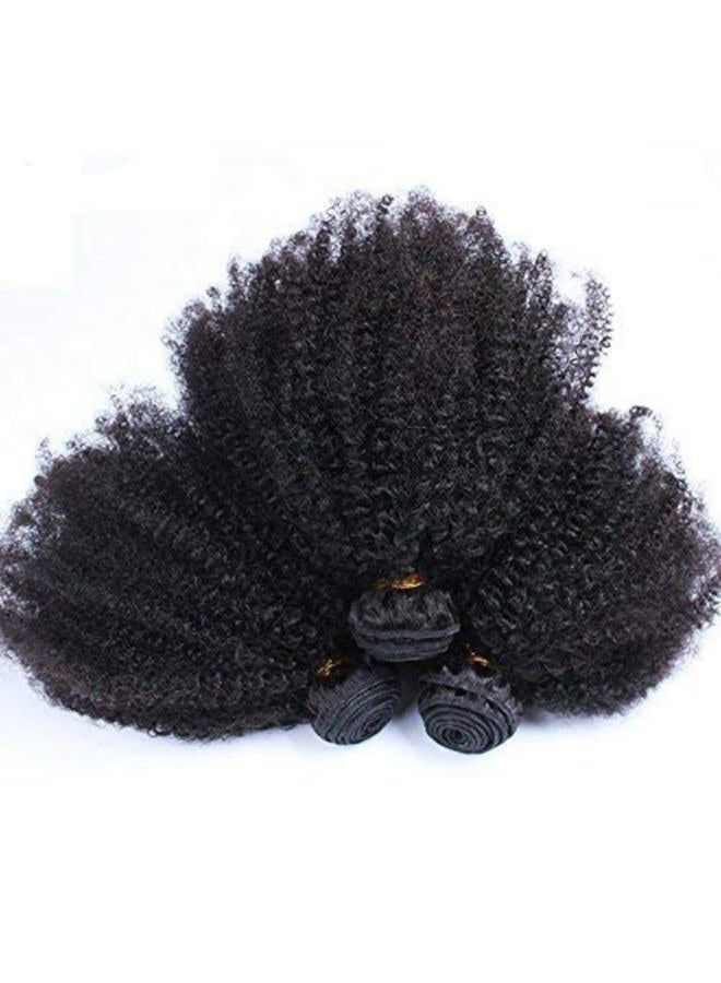 feibin Mongolian Afro Curly Bundles Human Hair Bundles 8 10 12 Inches 4B 4C Afro Bulk Human Hair Virgin Hair Burmese Curly Weave Bundles for Black Women Weft Natural Black Color - Image 4