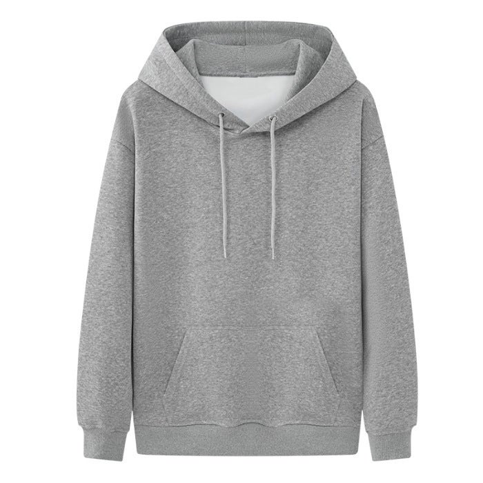 370 Hooded Thin Eating Wool Cotton Composite Solid Color Sweater Loose Hooded Men'S And Women'S Base Shirt Trendy - Image 1