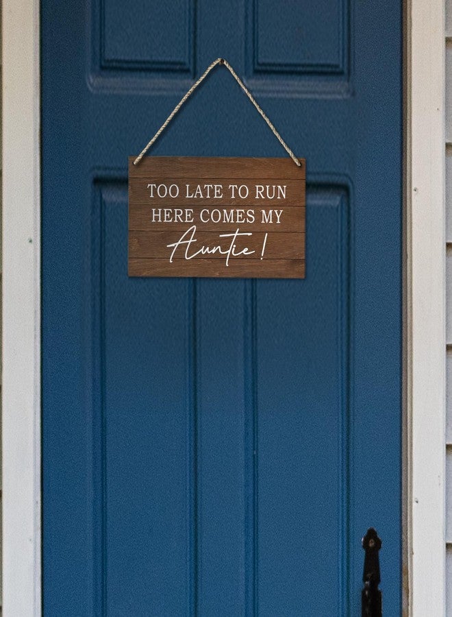 PHAMTE Ring Bearer Sign,Ring Bearer Wedding Too Late to Run Here Comes My Auntie Plaque Sign Wall Hanging,Rustic Wedding Decor 12 x 6 Inches - Image 4
