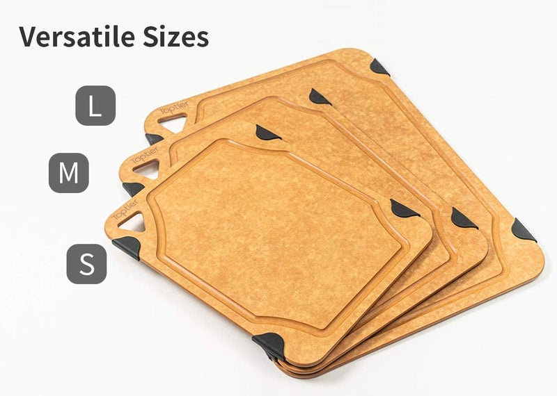 toptier Cutting Board, Wood Fiber Cutting Board for Kitchen, BPA Free, Dishwasher Safe, Reversible, Juice Groove, Eco-Friendly, Non Porous, Natural Medium Cutting Board, 14.5 x 11-inch, Natural Slate - Image 5