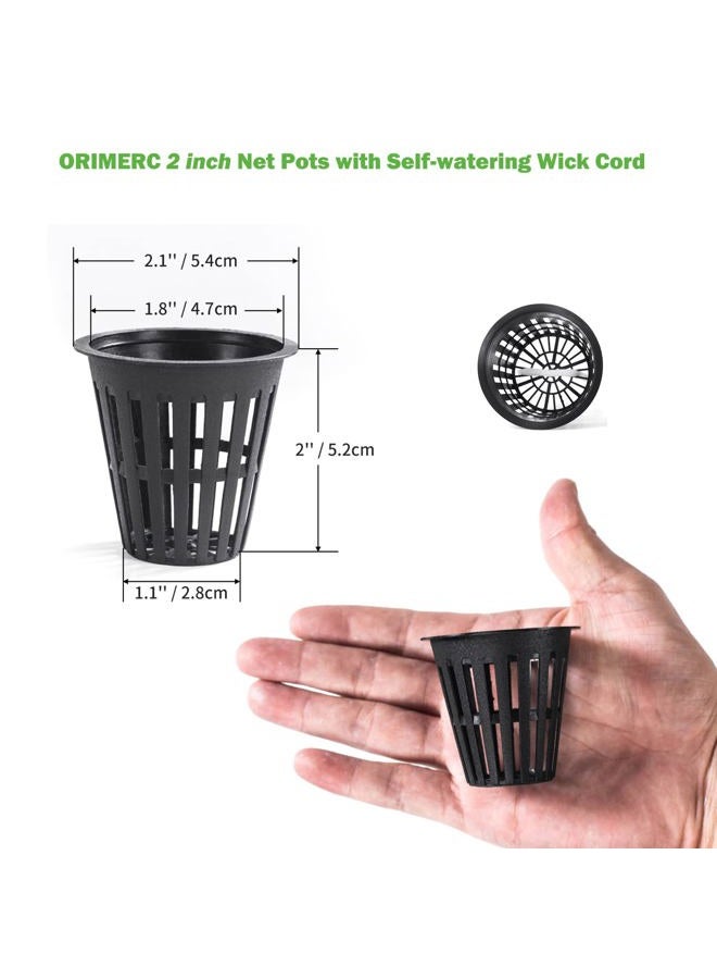ORIMERC 100 Pack 2 Inch Mesh Pots with 100ft Self Watering Wick and 100 Plant Labels for Hydroponic Aquaponics, Kratky, Indoor & Outdoor, UV Resistant & BPA Free - Image 2