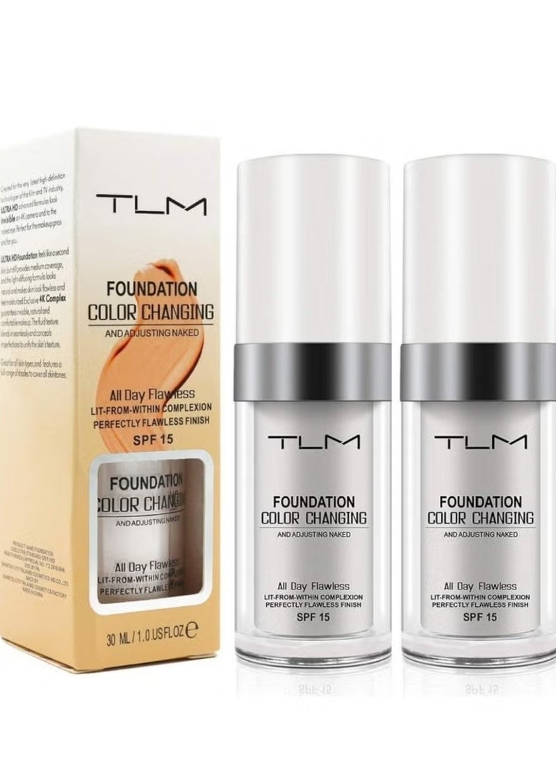 تي إل إم كريم أساس سائل متغير اللون من TLM عدد 2 – كريم BB من ReviGLam مع SPF15، خافي عيوب وقاعدة مكياج بتركيبة مرطبة وتغطية كاملة، يخفي التجاعيد والخطوط الدقيقة، بتركيبة تتكيف مع لون البشرة، مناسب لجميع أنواع ودرجات البشرة - Image 1