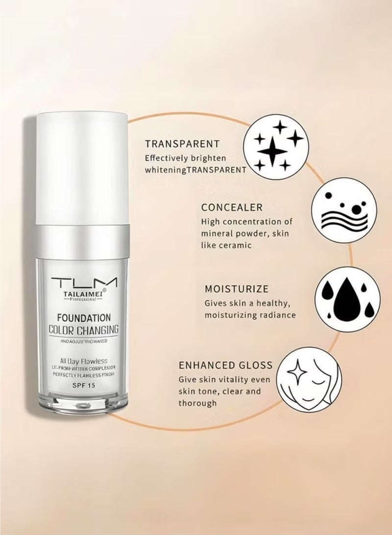 تي إل إم كريم أساس سائل متغير اللون من TLM عدد 2 – كريم BB من ReviGLam مع SPF15، خافي عيوب وقاعدة مكياج بتركيبة مرطبة وتغطية كاملة، يخفي التجاعيد والخطوط الدقيقة، بتركيبة تتكيف مع لون البشرة، مناسب لجميع أنواع ودرجات البشرة - Image 2