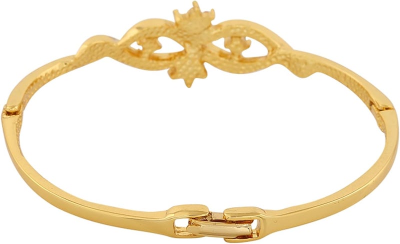Estele 24 Kt Gold and Silver Plated Flower Wave Infinity Cuff bracelet Adjustable - Image 4