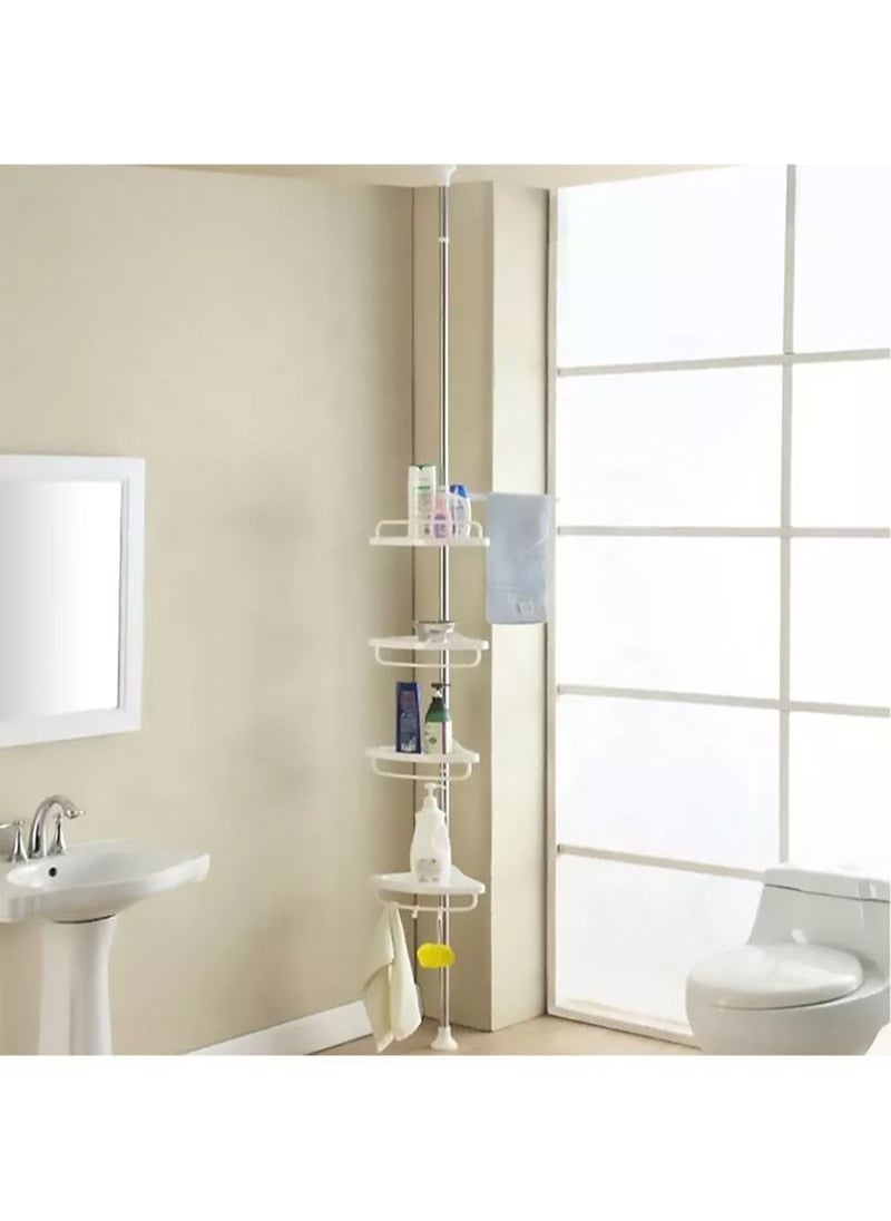 AGD - Wall Mounted Multi Functional Bathroom Storage Rack and Hanger white - Image 1
