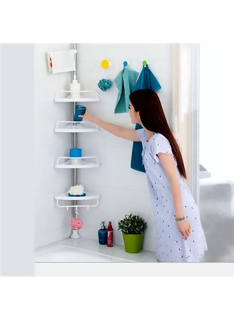 AGD - Wall Mounted Multi Functional Bathroom Storage Rack and Hanger white - Image 1