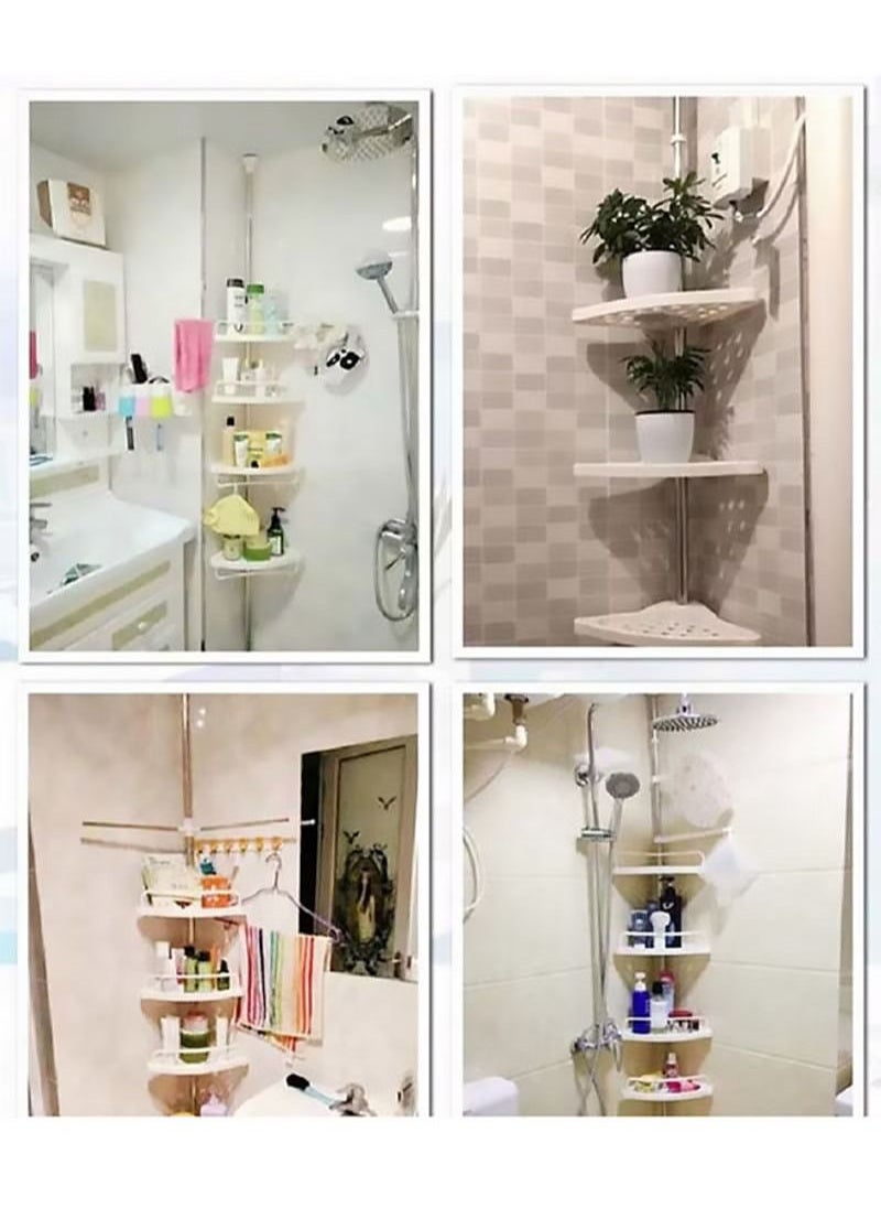 AGD - Wall Mounted Multi Functional Bathroom Storage Rack and Hanger white - Image 1