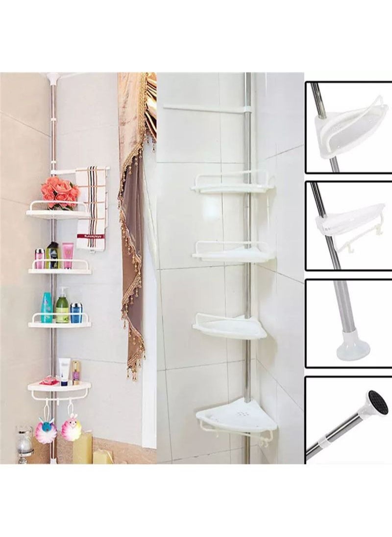 AGD - Wall Mounted Multi Functional Bathroom Storage Rack and Hanger white - Image 1