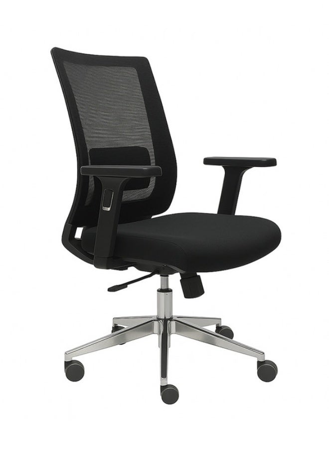 YI ONE Executive Office Chair CH-247B – Mesh Computer Chair with Ergonomic Low Back Design, Swivel Chair with Height Adjustment, Adjustable Armrests, Wheels, Black, 66×66×110 cm - Image 1