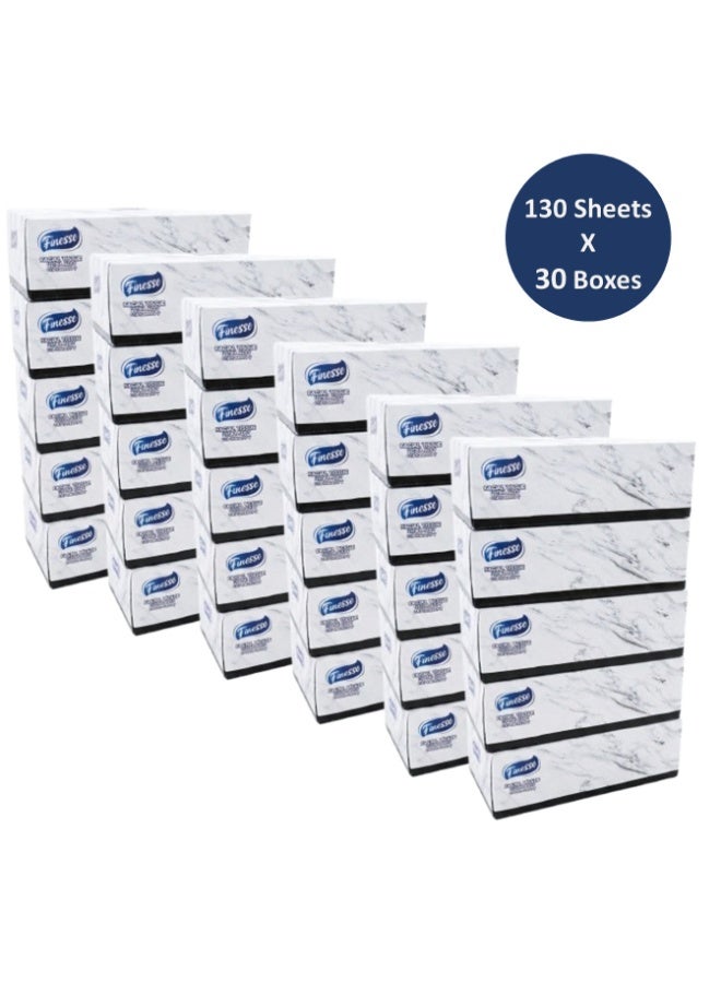 Finesse Daily Care Facial Tissue - Pack of 30 Boxes 130 sheets x 2 Ply