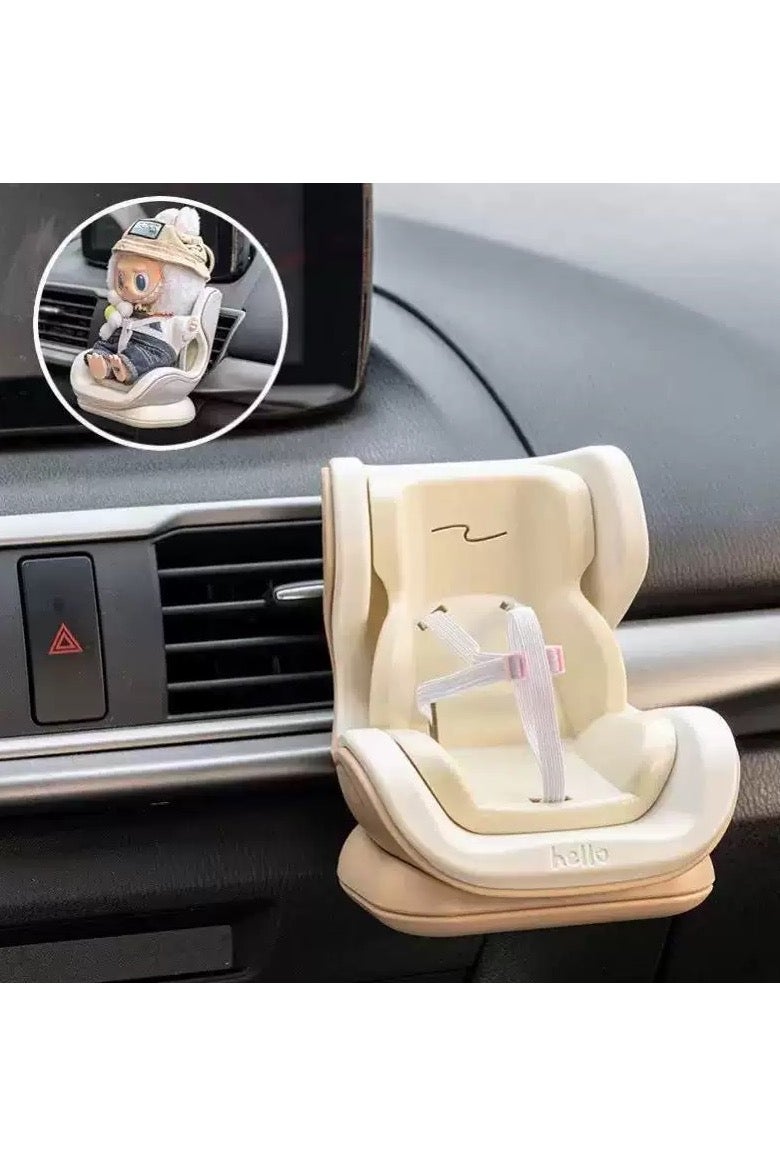 Firasa Doll car seat Compatible with 17cm Labu with Air Vent Clip and Desktop Display, Cute and Functional Car Ornament for Blind Box Doll Fans, Collectors - Image 1