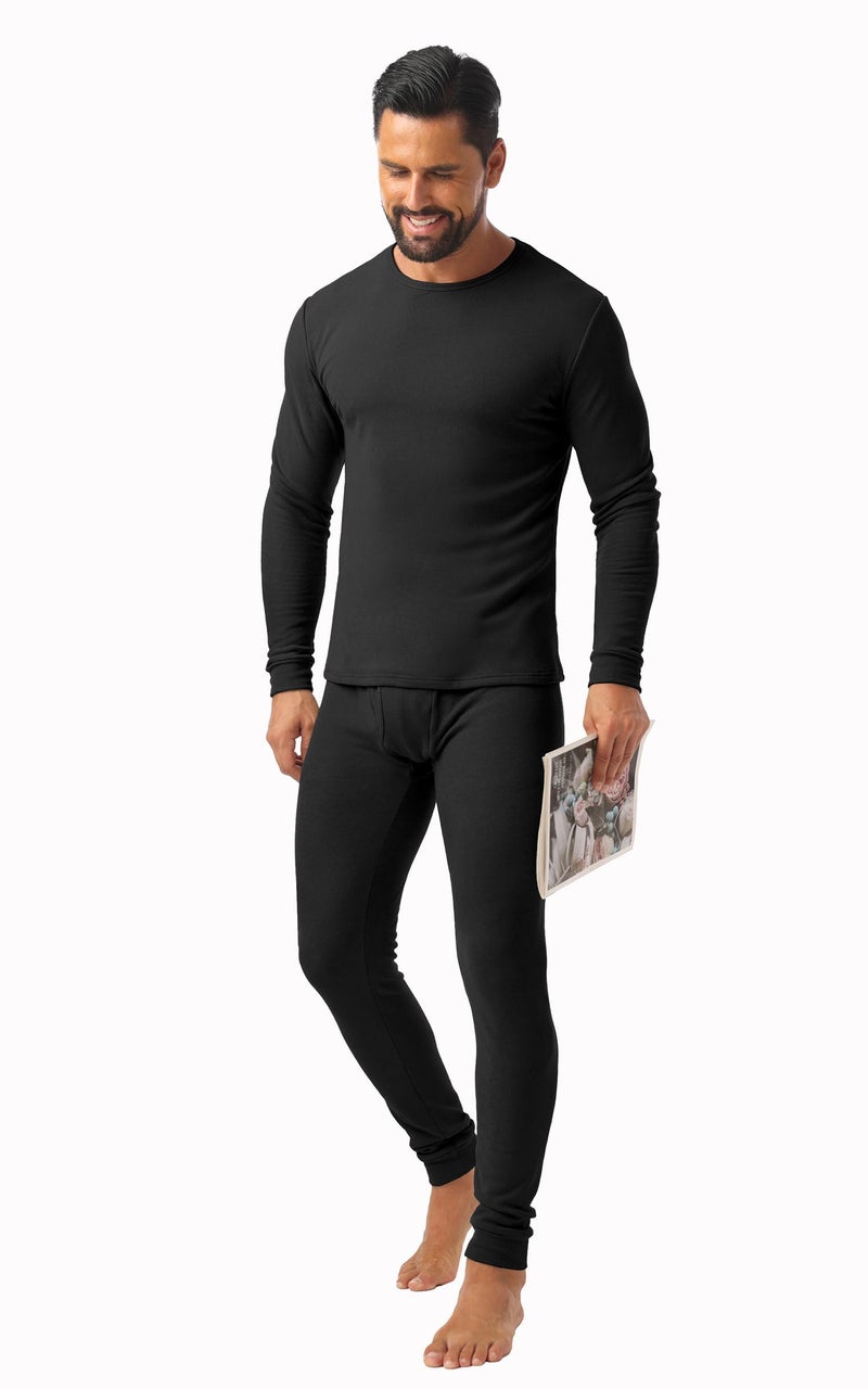 Askdeer Long Johns Thermal Underwear for Men Fleece Lined Heavyweight Thermal Base Layer Sets Black - Image 2