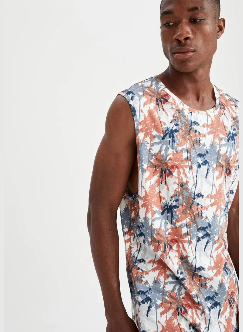 DeFacto Oversize Fit Palm Print Crew Neck Sleeveless T-Shirt