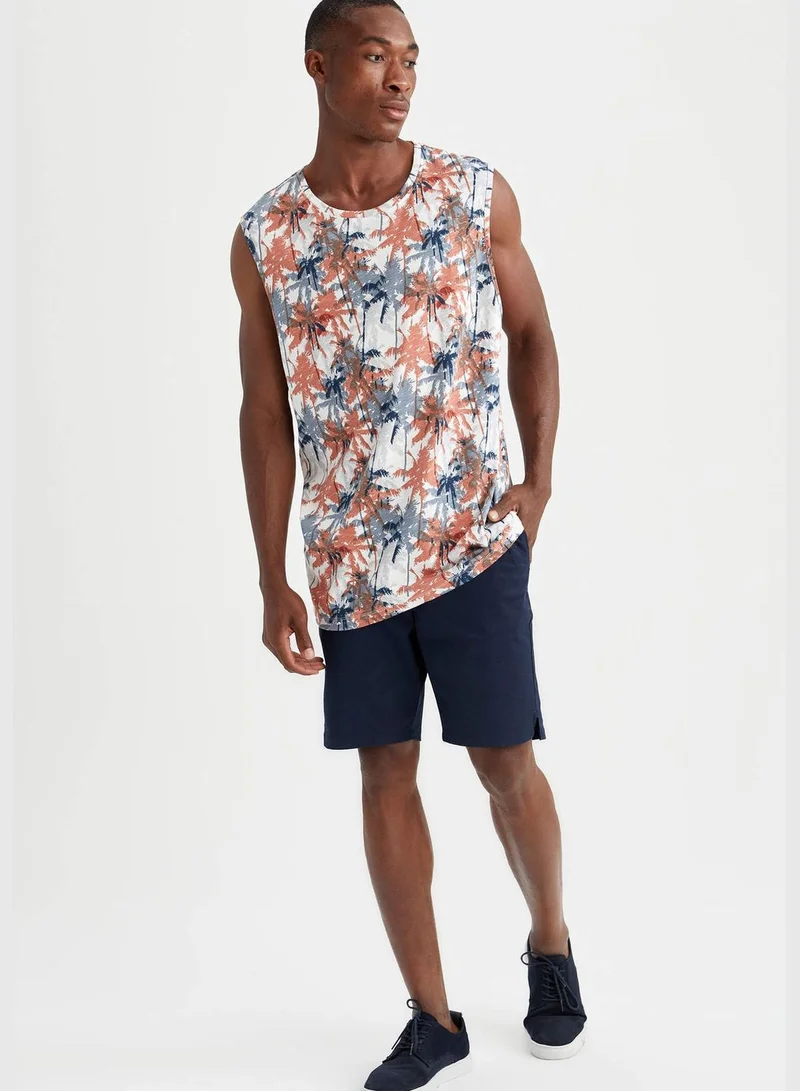 DeFacto Oversize Fit Palm Print Crew Neck Sleeveless T-Shirt