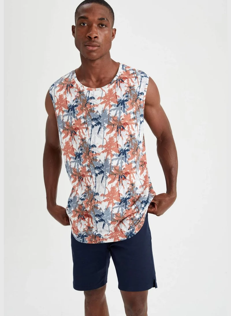 DeFacto Oversize Fit Palm Print Crew Neck Sleeveless T-Shirt