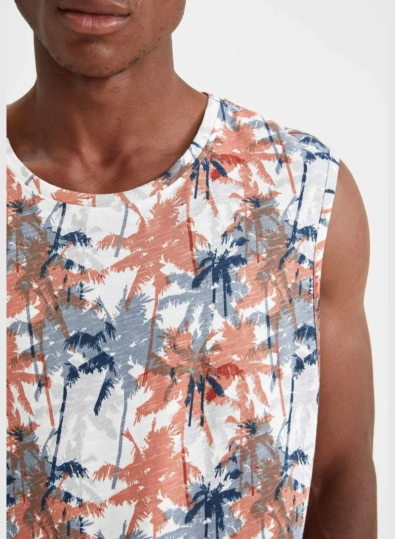DeFacto Oversize Fit Palm Print Crew Neck Sleeveless T-Shirt