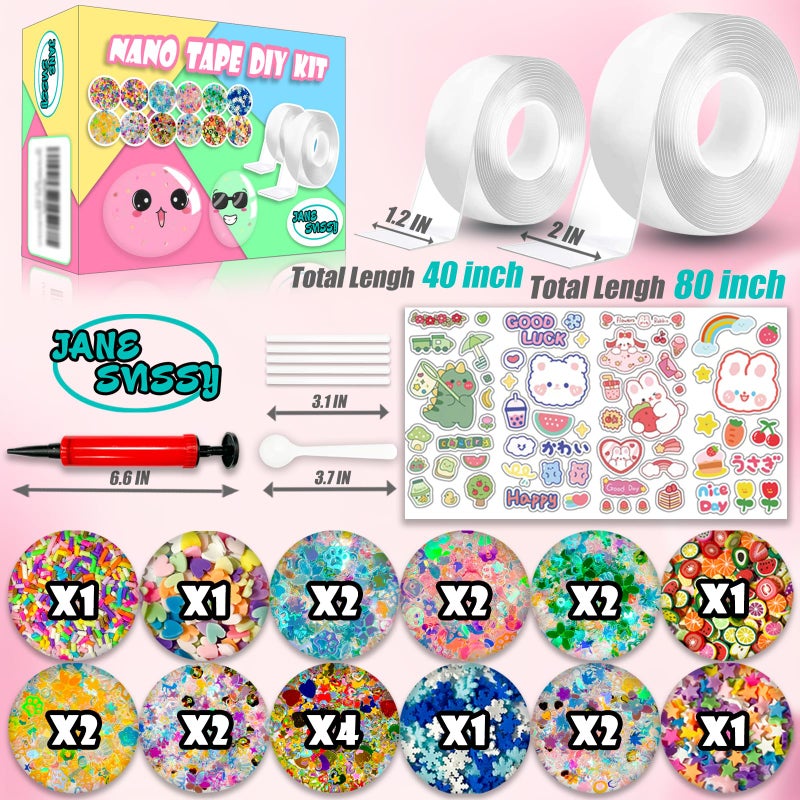 JANESVISSY Nano Tape Bubble Kit, Nano Squishy Making kit Tape Bubbles, Arts and Craft DIY Stress Ball Making kit and Crafts for Kids Ages 8-12 Year Bubble Craft Kit Toys 2PCS (2"&1.2") - Image 2
