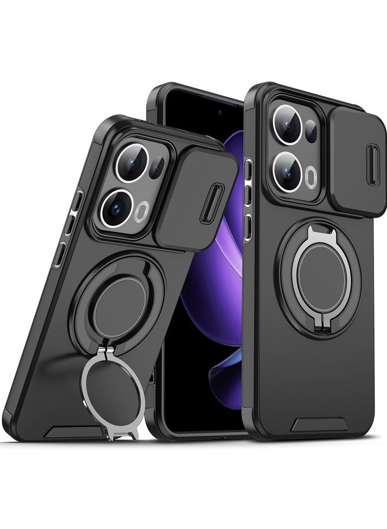 Case Compatible with OPPO Reno 13 Pro 5G with Camera Cover Protection, 【Support Magnetic Car Holder】 360 Degree Invisible Ring Holder, High Grade Shockproof Phone Case - Image 1
