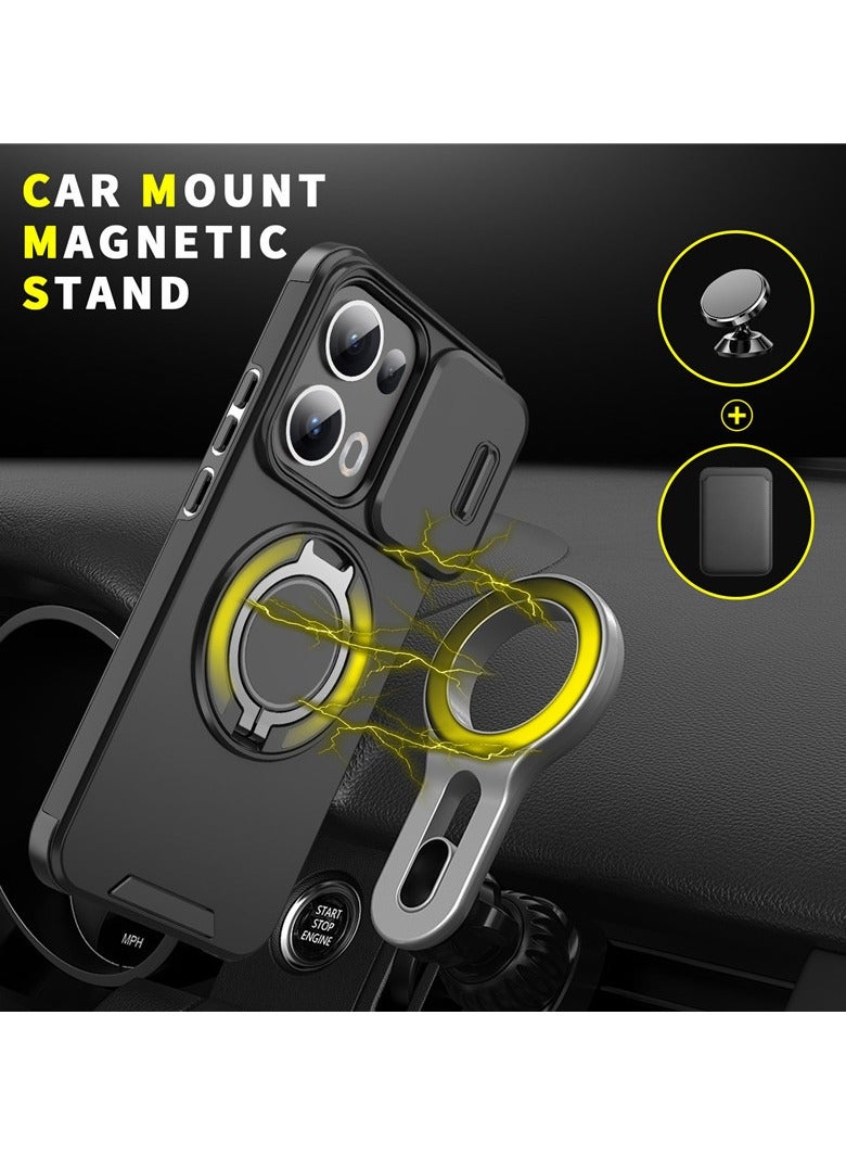 Case Compatible with OPPO Reno 13 Pro 5G with Camera Cover Protection, 【Support Magnetic Car Holder】 360 Degree Invisible Ring Holder, High Grade Shockproof Phone Case - Image 4